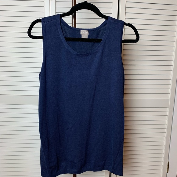 #53 Chico’s Navy Blue Top AND long Cardigan women’s size 2 Preowned - Picture 4 of 5